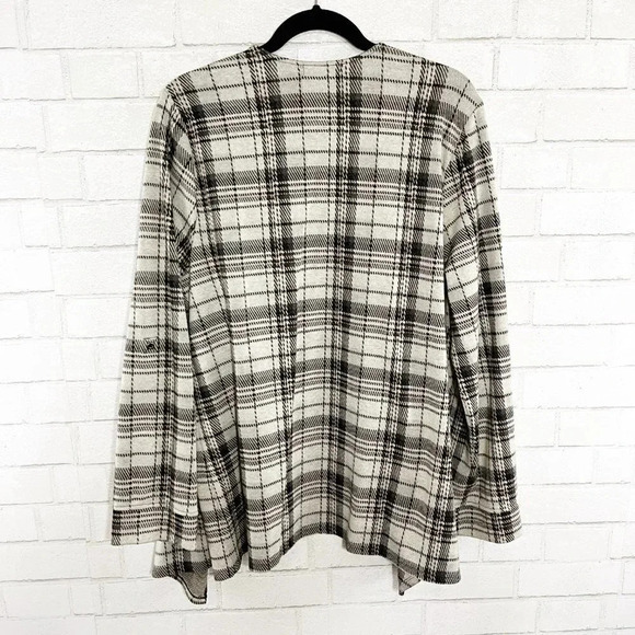 Torrid Gray Plaid Tab Sleeve Open Front Jacket Cardigan Women's Plus Size 1X - Picture 3 of 7